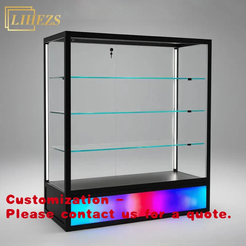 

custom.Modern Smoke Shop Display Counter Tobacco Store Fixtures RGB LED Lights Glass Display Showcase