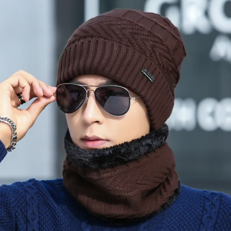 

Kids Winter Neck Scarf Cap Set Fashion Beanie Warm Hat Scarf Set Neck Cover Fleece Knitted Thick Ski Cap Warm Balaclava Hat
