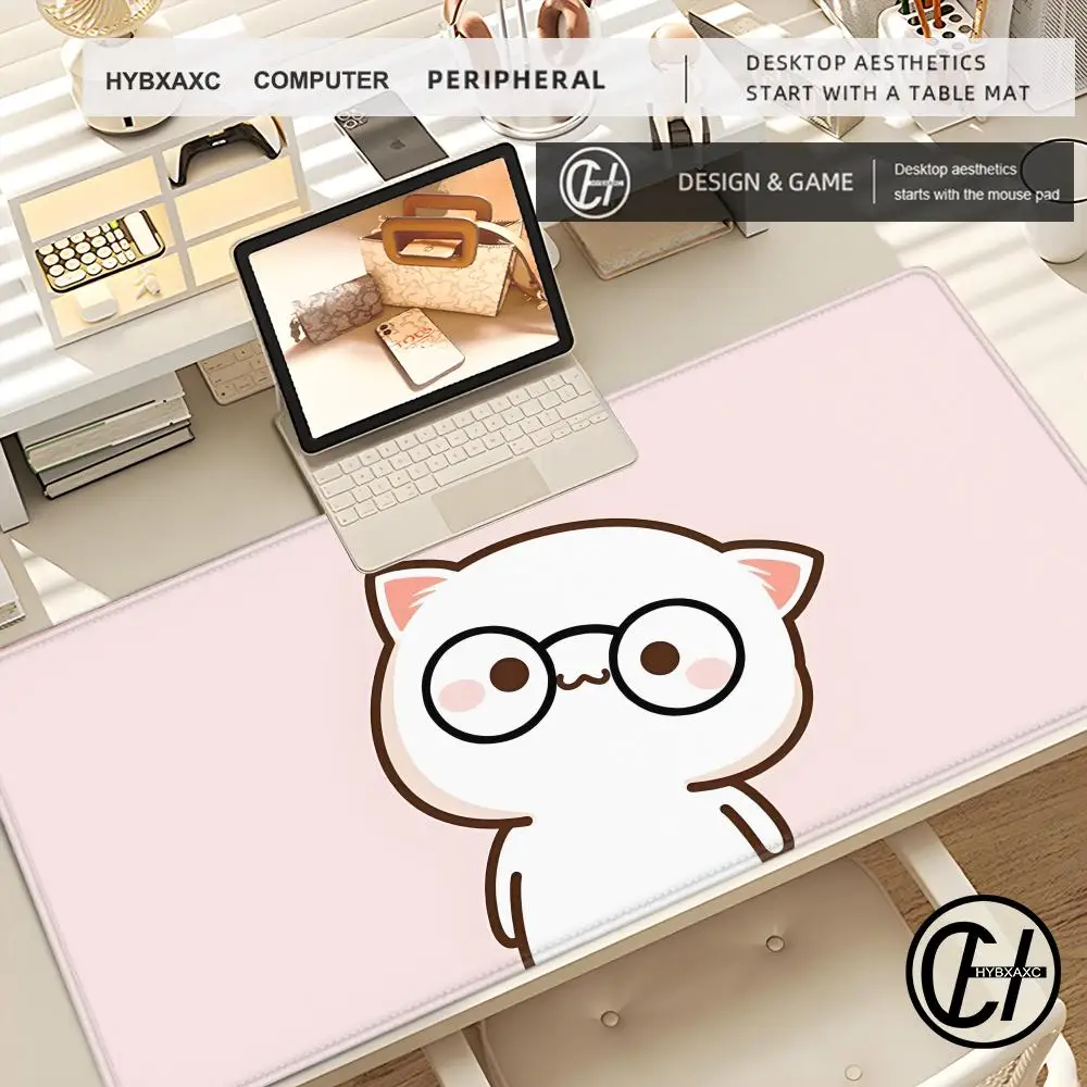 

Mouse Cat Pad Peach Cute HD Desk Pad Extended Gaming Keyboard Mochi Mats Large 100x50cm XXL Gamer Mousepad