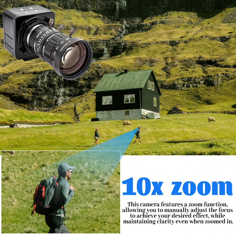 IMX577 12MP USB Camera 1080P 120FPS Industrial Metal Box With 5-50mm High Quality Lens Plug Play For Live Video Teaching Meeting