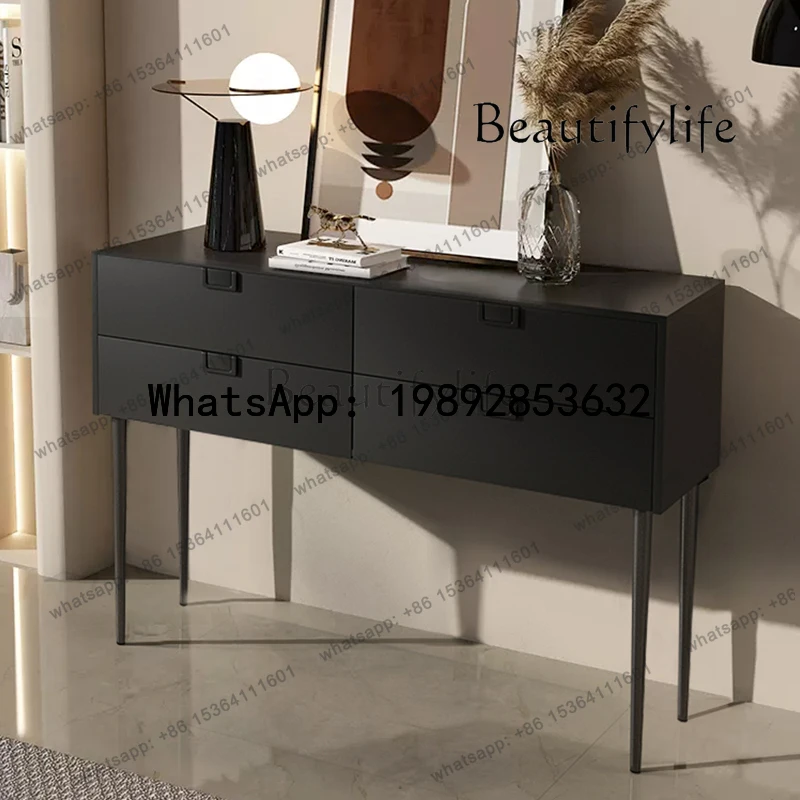 

B-3 light luxury solid wood porch cabinet French simple entry against the wall dining side cabinet aisle ancient style