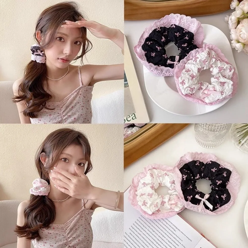 

Balletcore Bow Hair Band Retro Fashion Lace Hair Scrunchies for Women Girls Elastic Hair Rubber Bands Headwear Hair Accessories