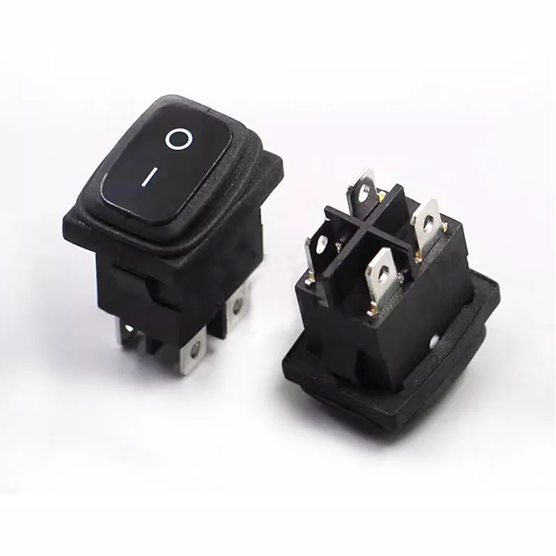 

KCD1 Переключатель лодочного типа, водонепроницаемый и пыленепроницаемый, 4-контактный, 2 шестерни, 15*21 мм, деформирующая пластина с/без подсветки, 6A250V