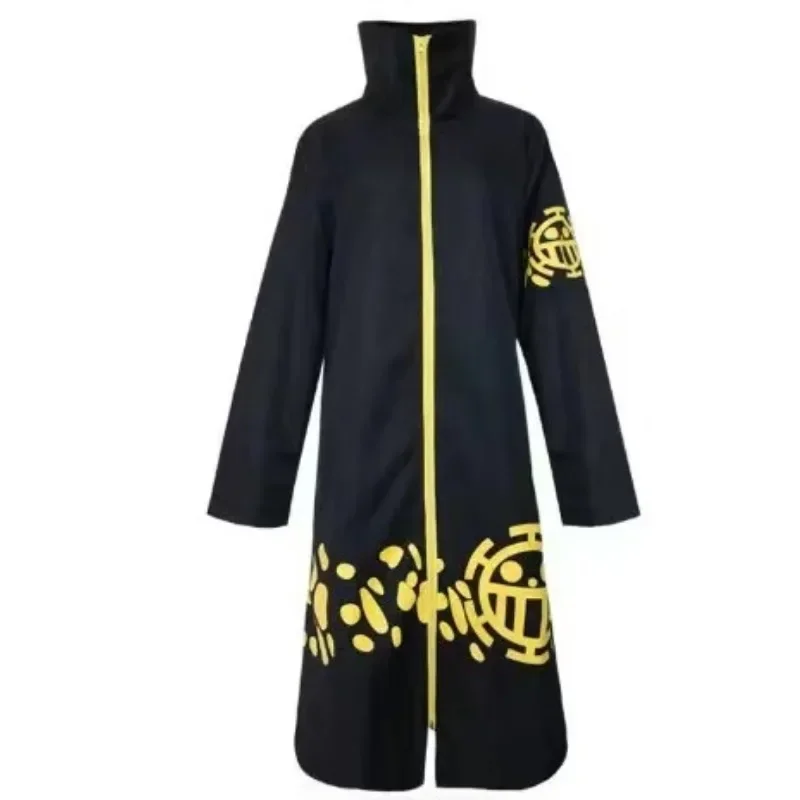 Adult Anime Piece Pirate Cosplay Costumes Trafalgar D Water Law Black Cloak Halloween Party Performance Coat Windbreaker Jacket