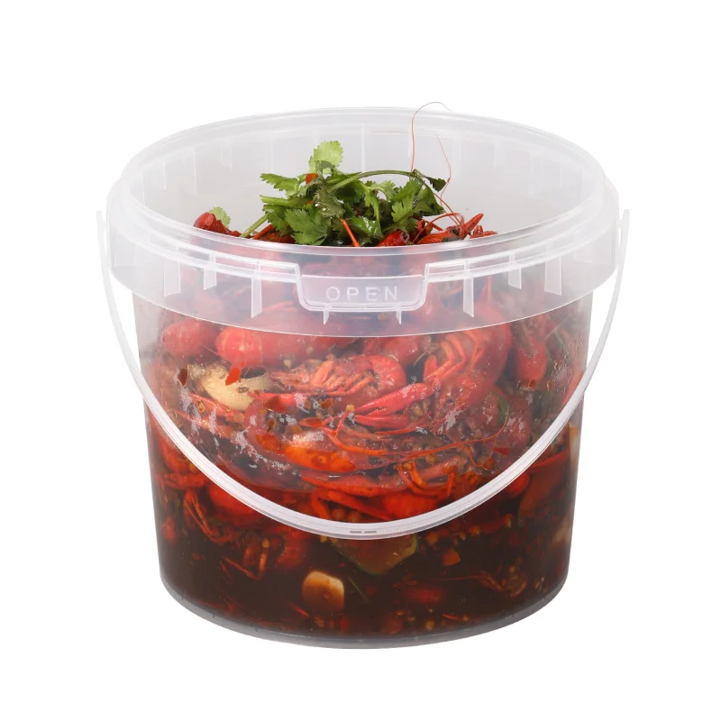 Custom. Thickened Food Grade PP Material Can Hold 2.5kg Small Crayfish Disposable Packing Box with Lid Thickened Transparent Buc