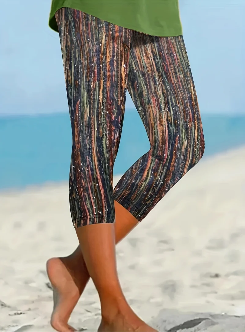 European and American Fashion Printed Tight-Fitting Leggings Suitable for Vacation/Commuting/Light Exercise/Home Use (Economical and Durable)