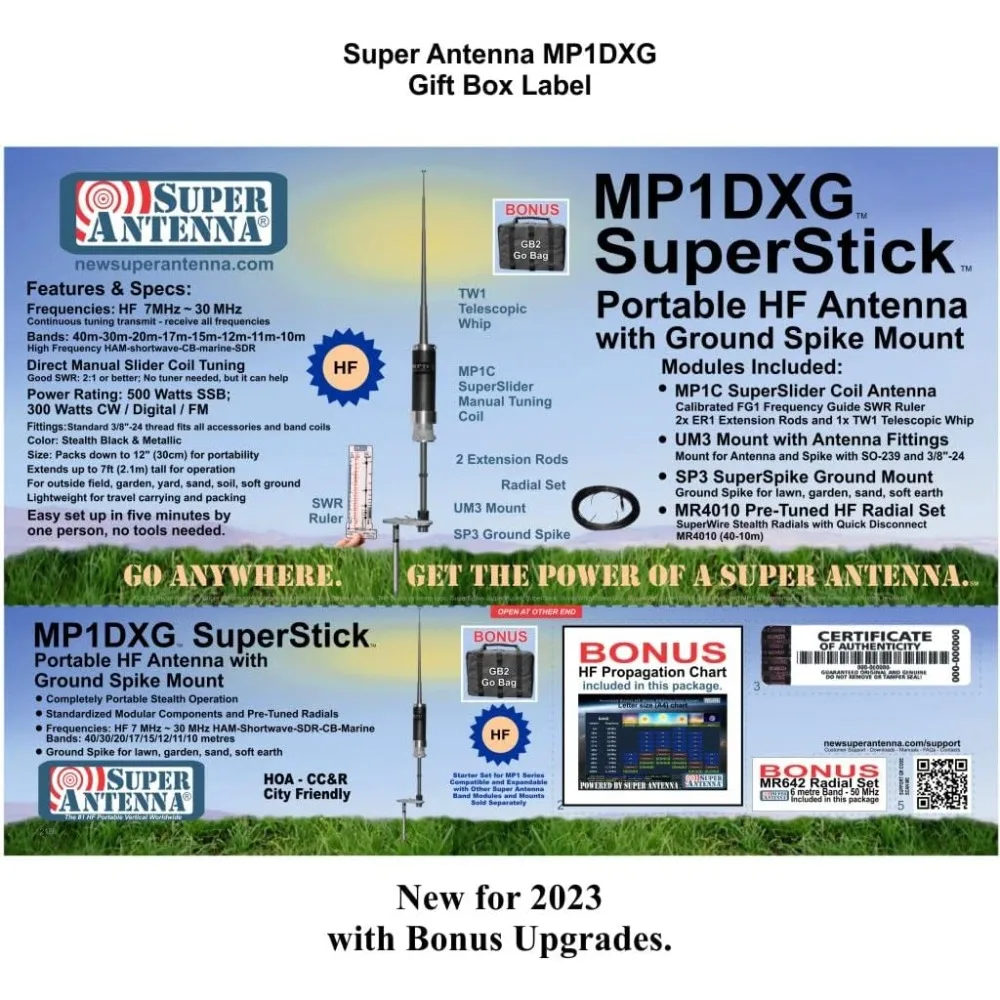 Antena Portabel HF dengan Dudukan Tanah untuk Radio Amatir, Tas Go Bag, Penggunaan Darurat