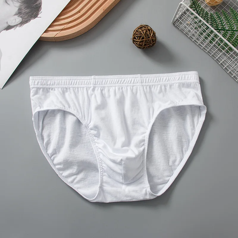 White triangle pants, men\'s underwear, pure cotton mid rise shorts 3PCS