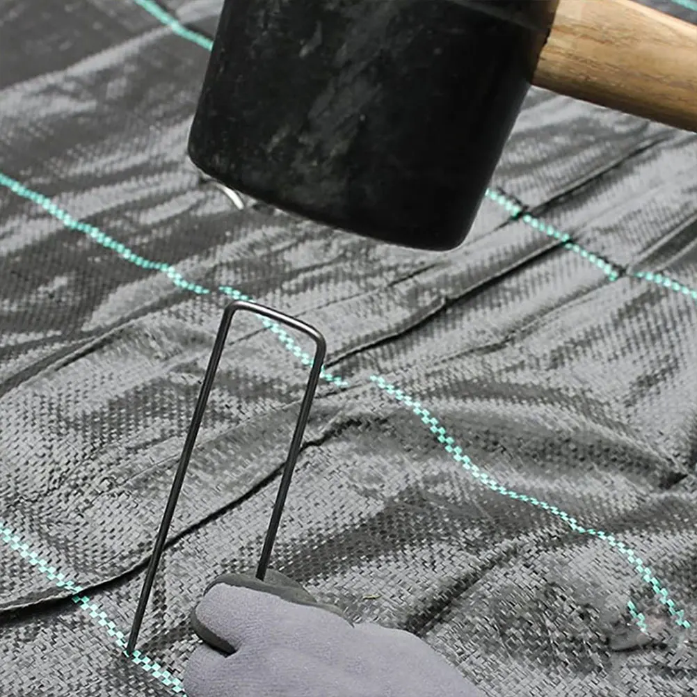 

50Pcs Garden Stakes U-Shaped Metal Ground Pegs for Lawn Fixing Anchoring Tents Canopies Tarps Landscaping Plants