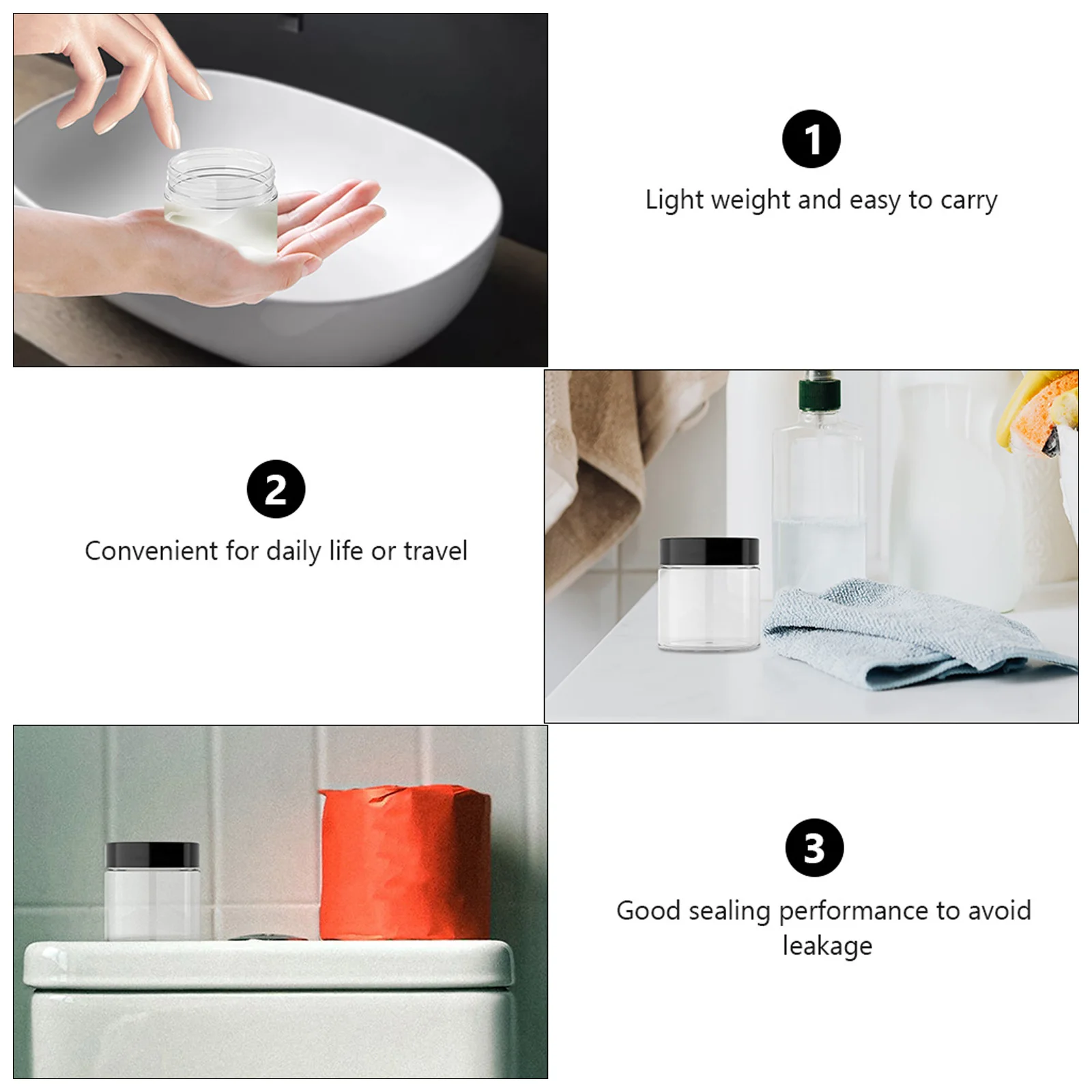 2 قطعة حاوية محمولة صندوق سفر خفيف الوزن مانع للتسرب لتخزين كريم الوجه وكريم العين من البلاستيك القابل لإعادة الملء #4