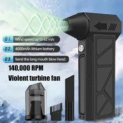 140000 RPM Brushless Motor Electric Turbo Jet Fan High-Speed Turbo Violent Fan USB Rechargeable Powerful Dust Blower 6000mah