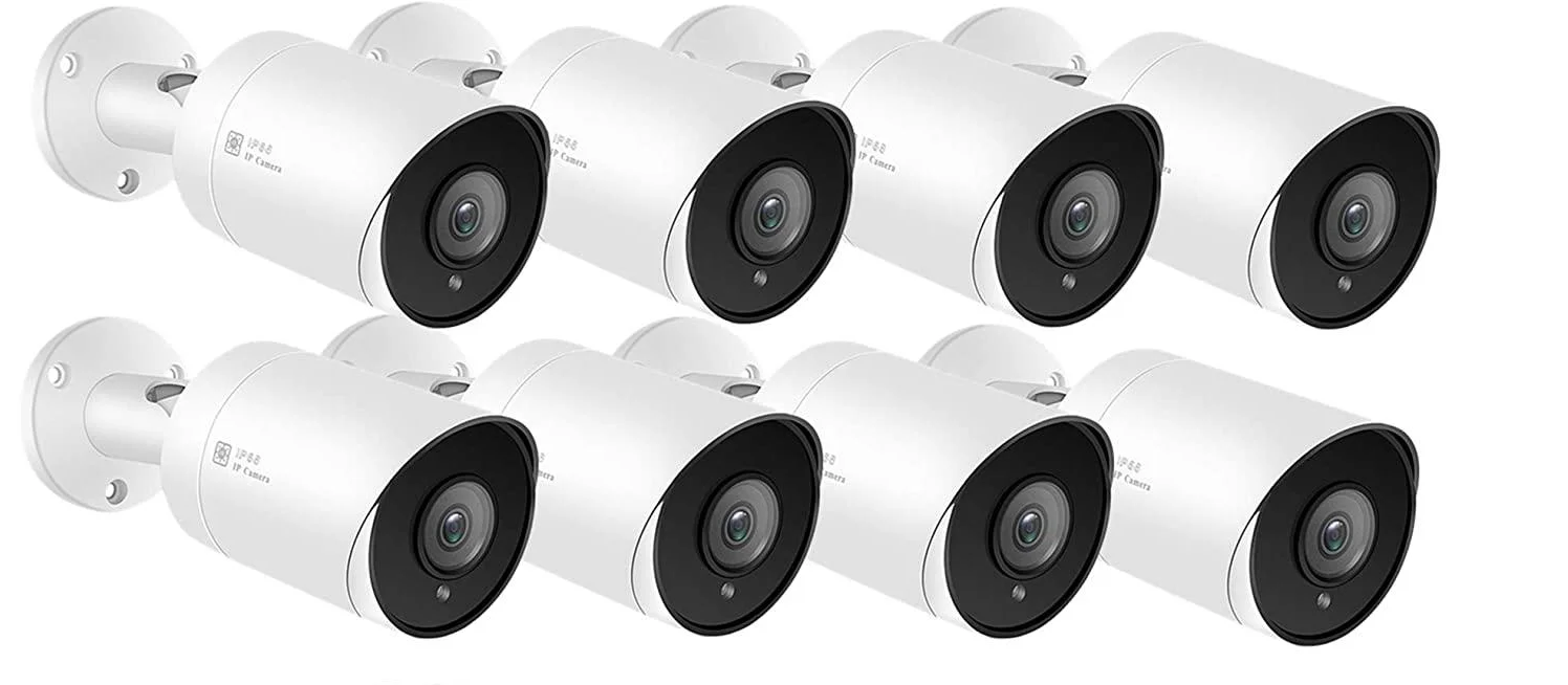 5MP 8CH PoE Bullet Security Camera System With 8pcs IP Surveillance Camera, 8CH 4KH.265+ POE NVR POE System