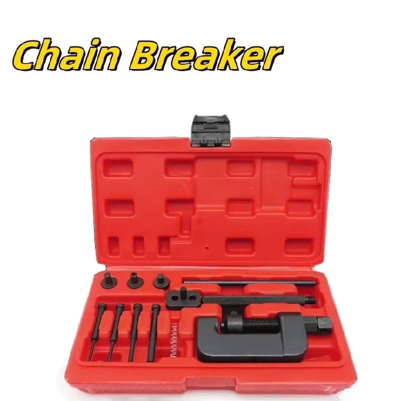 13Pcs Riveting Repair Tool Kit With Red Case Motorcycle Bike Heavy Duty Splitter Link Riveter Set Cam Drive Chain Breaker