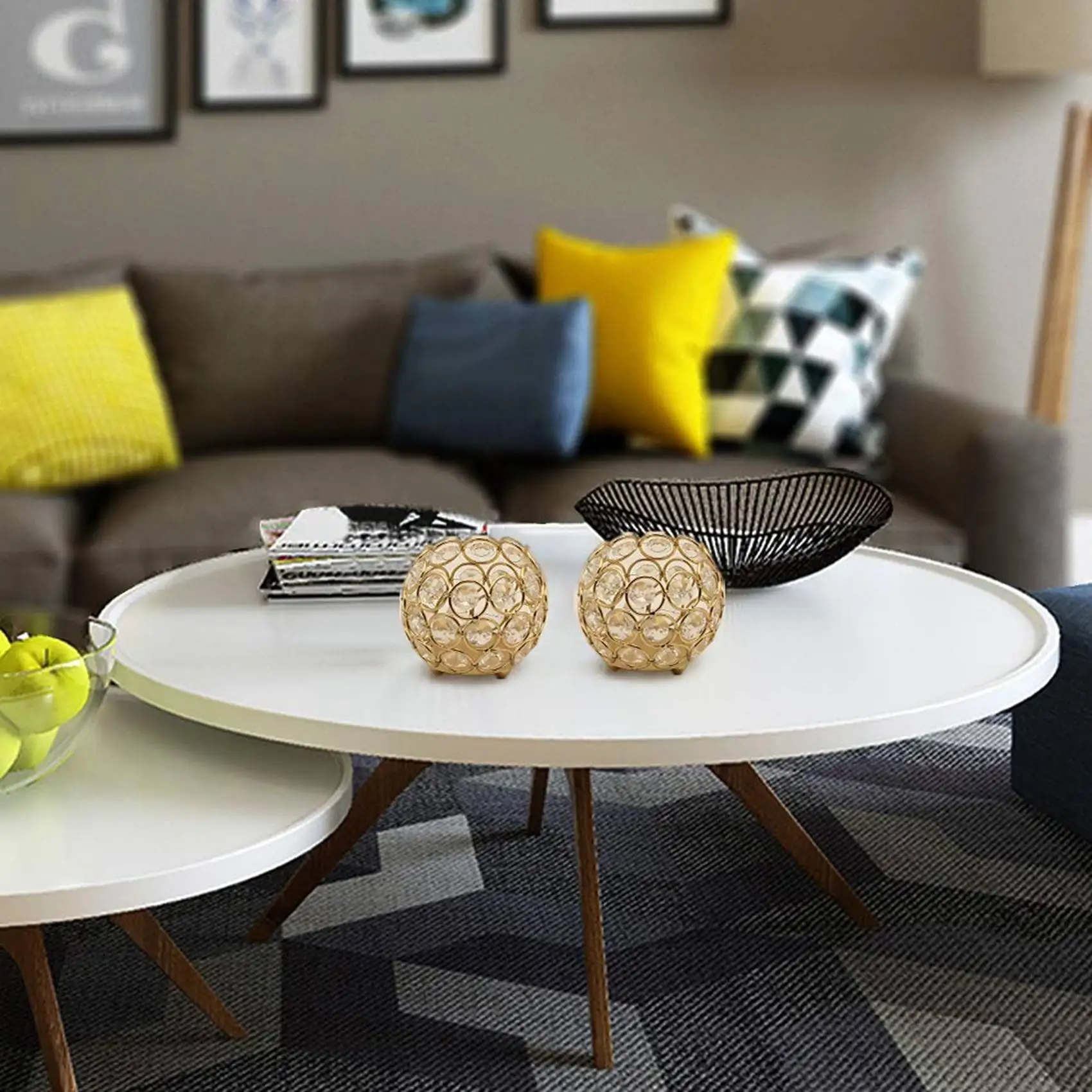 Gold Crystal Candle Holders Set Of 4 Round Votive Tea Light Candle Holder Bulk For Wedding Party Home Decor