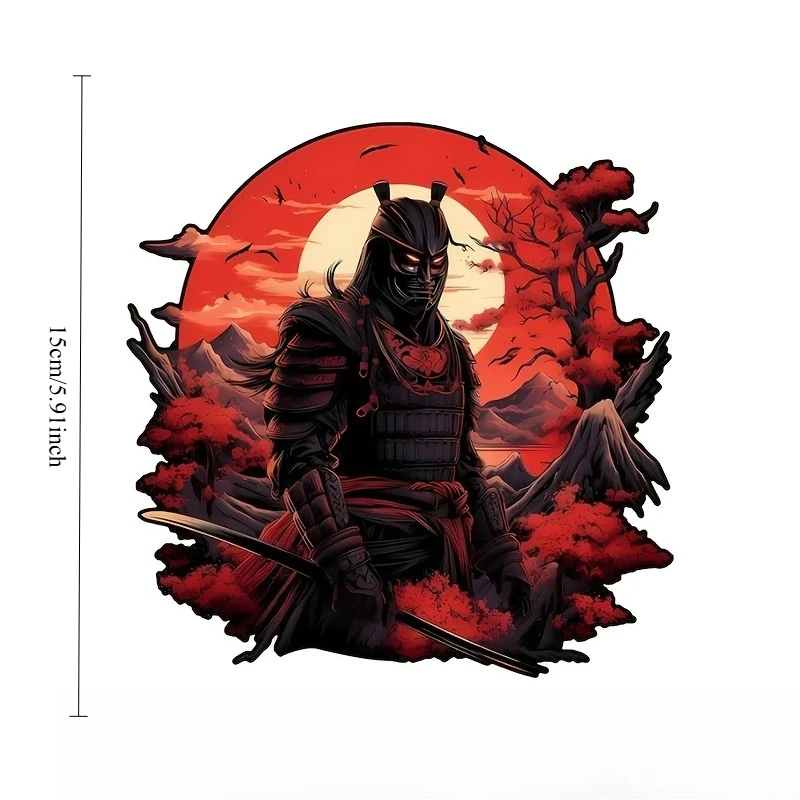 Japanese Samurai Design Vinyl Sticker Glossy Self-adhesive Decal for Mug Laptop Car Bike Toolbox Smooth Surface