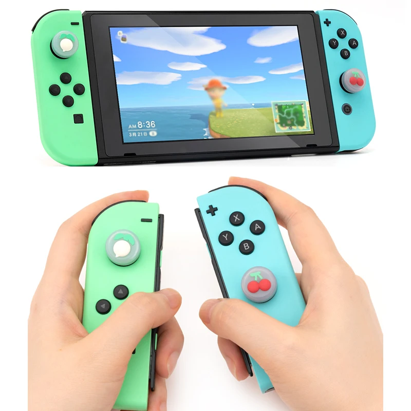 4 pçs fruit ice cream polegar vara grip cap joystick capa protetora para nintendo switch oled ns lite joy-con thumbstick caso