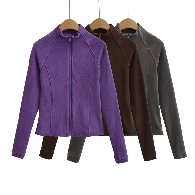 

Повседневная куртка на молнии с флисовой подкладкой, приталенного кроя, с воротником-стойкой, осенне-зимняя женская модная верхняя одежда, разноцветное теплое пальто