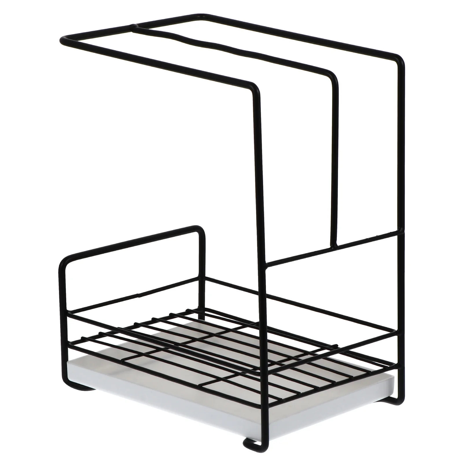 

1 pc Black Wear-Resistant Drain Rack For Kitchen Sink Storage Bracket Water Drain Pan Countertop Organizing Stand Washcloth