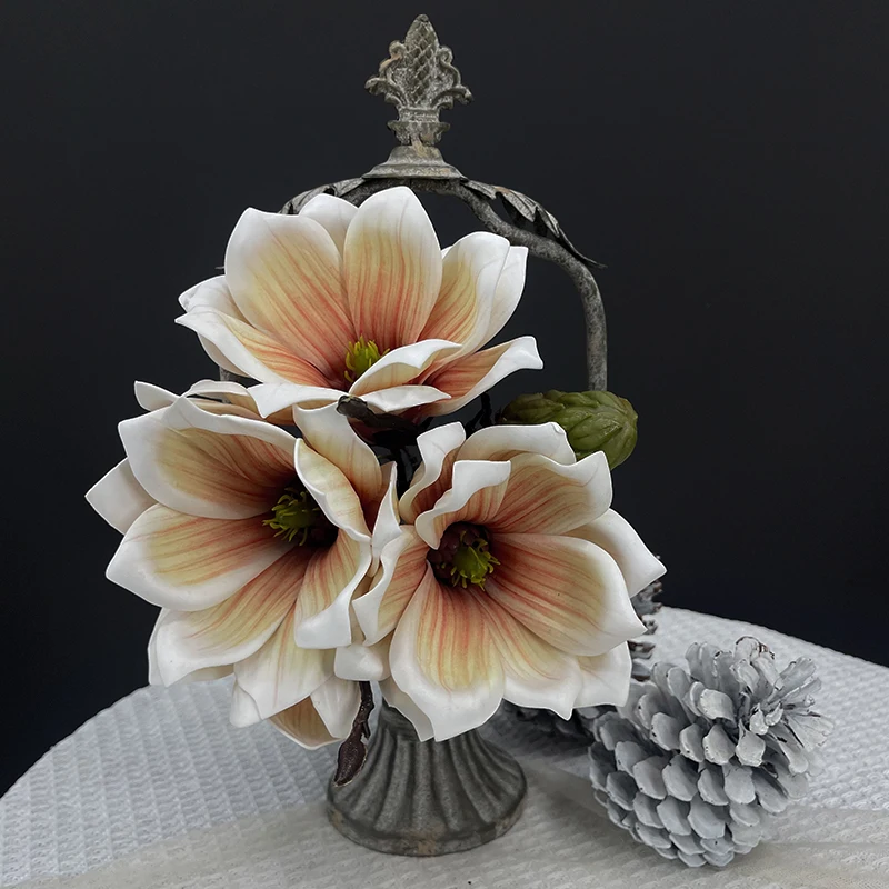 SunMade Luxury EVA Queen Magnolia Bouquet Home Wedding Decor Dining Table Decoration Accessories Blue Flowers Christmas Flores