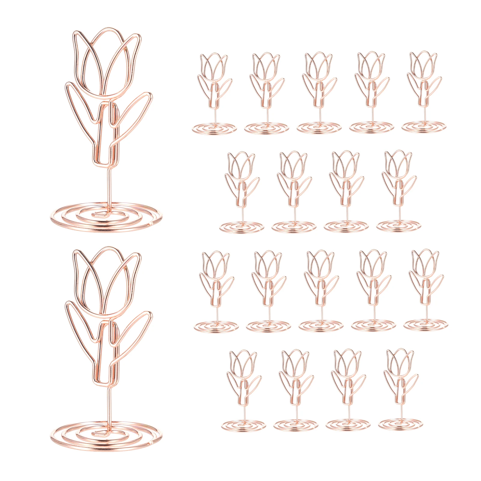 20 Pcs Table Number Holder Photo Clips Tulip Shaped Sign Stand Name Card for Centerpieces Wedding Birthday Party Home Decoration