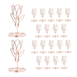 20 Pcs Table Number Holder Photo Clips Tulip Shaped Sign Stand Name Card for Centerpieces Wedding Birthday Party Home Decoration