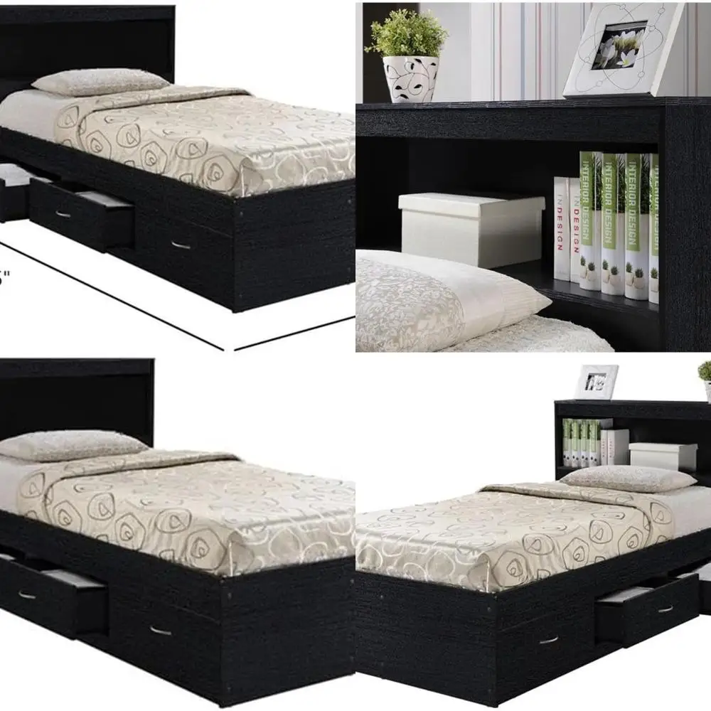 

Pemberly Row Twin Captain Storage Bed with 3 Drawers in Black