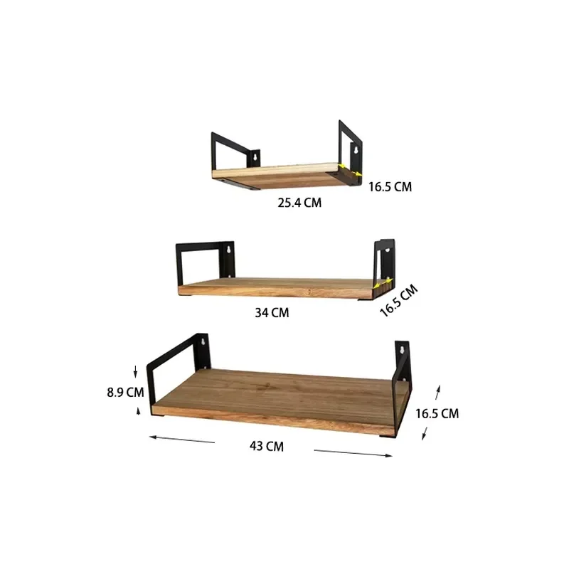 Paulownia Solid Wood Decorative Hanging Wall-mounted Floating Shelf Storage Rack Modern Simplicity Design