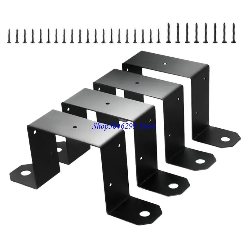 

H55A Pack Of 4 Effective 4x4inch Post Brackets Strap Post Ties With Corrosion Resistant Coating For Outdoor Garden Yard Use