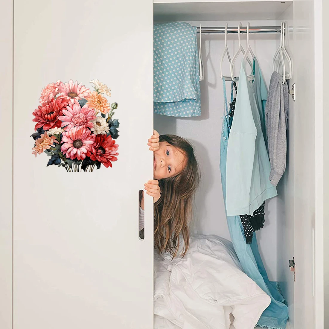 Three Ratels QCF306 Colored daisies  Happy Pastoral bouquet self-adhesive wall sticker room decoration