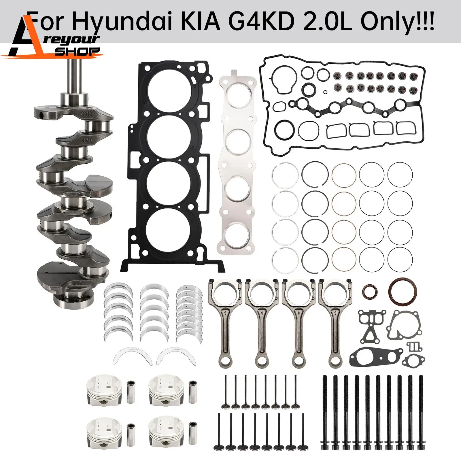 

G4KD 2.0L Engine Overhaul Rebuild Kit Crankshaft Connecting Rods for Hyundai Kia