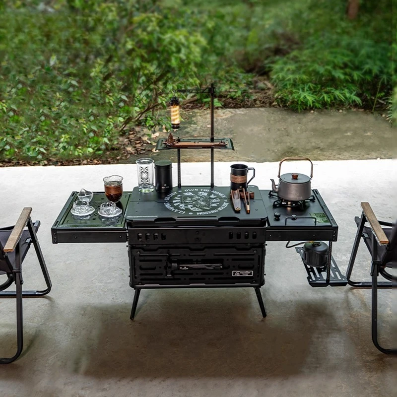 

50 aluminum-magnesium alloy camping coffee box multi-functional slide rail extended coffee table car parking trunk