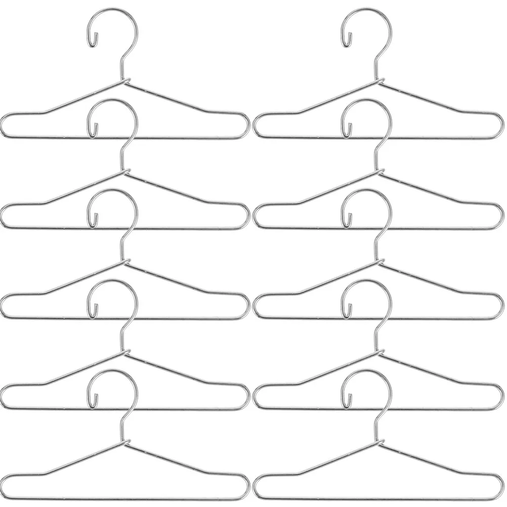 

10Pcs Mini Metal Clothes Hangers Miniature Clothes Support for Kids Wardrobe Small Dress Organizer Fairy House Accessory