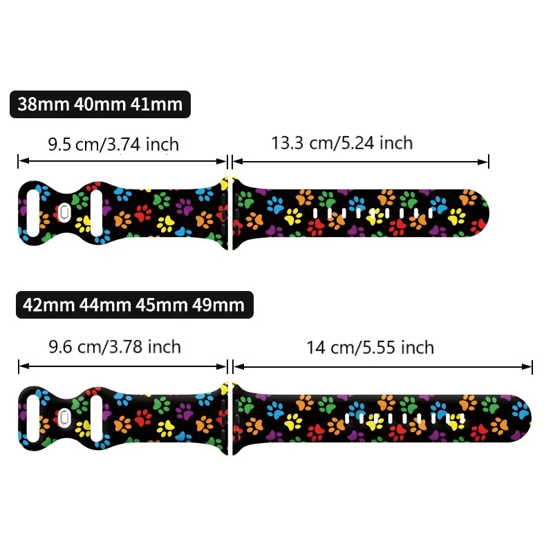 Paw Printed Silicone Strap for Apple Watch 9 8 7 SE 6 Sport Band Replaceable Bracelet for iWatch 38 40 41 42 44 45 49 iWatchband