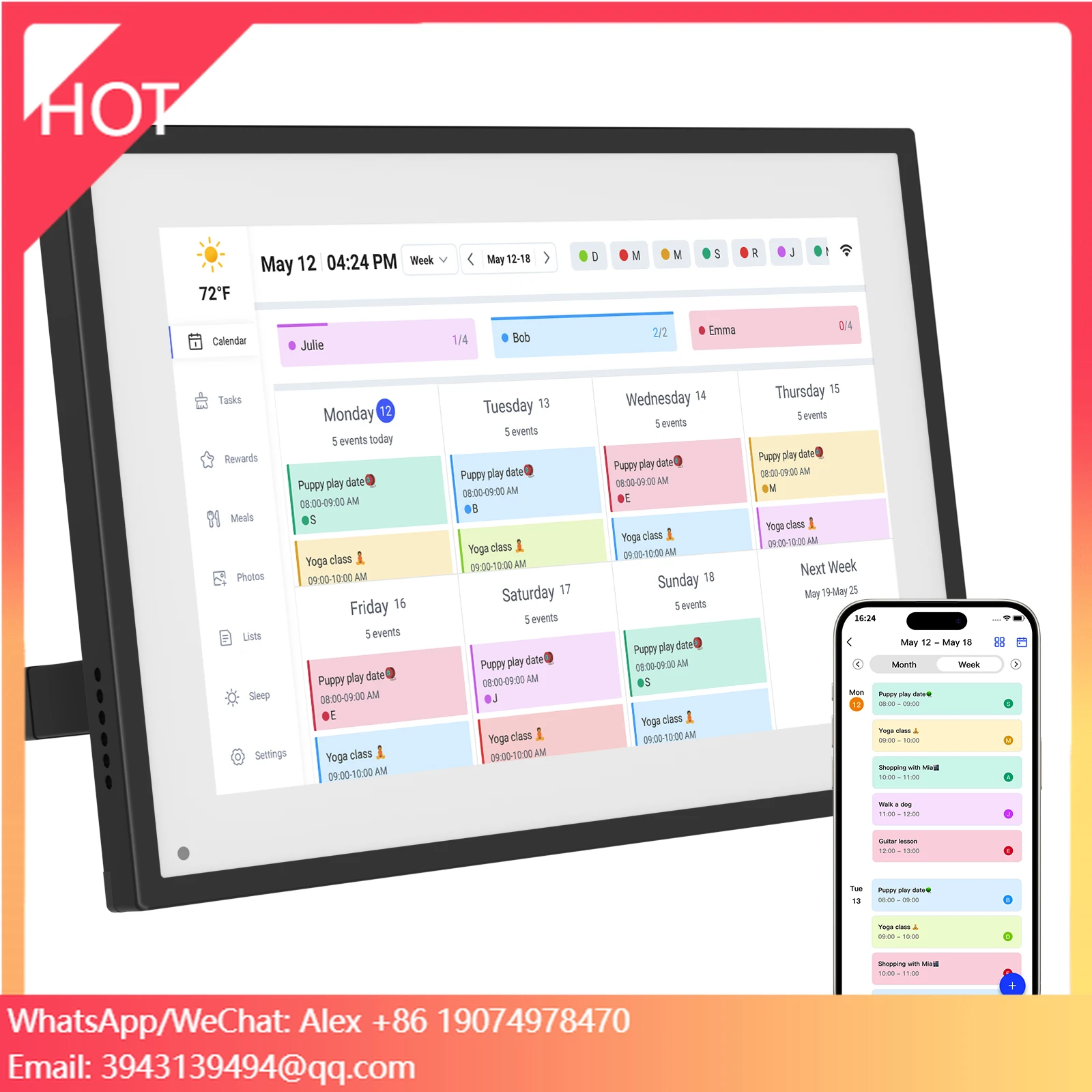 

10.1" 15.6" 21.5 "32" Smart Wifi Digital Wall Calendar Touch Screen Display Digital Calendar With Reminders/clock