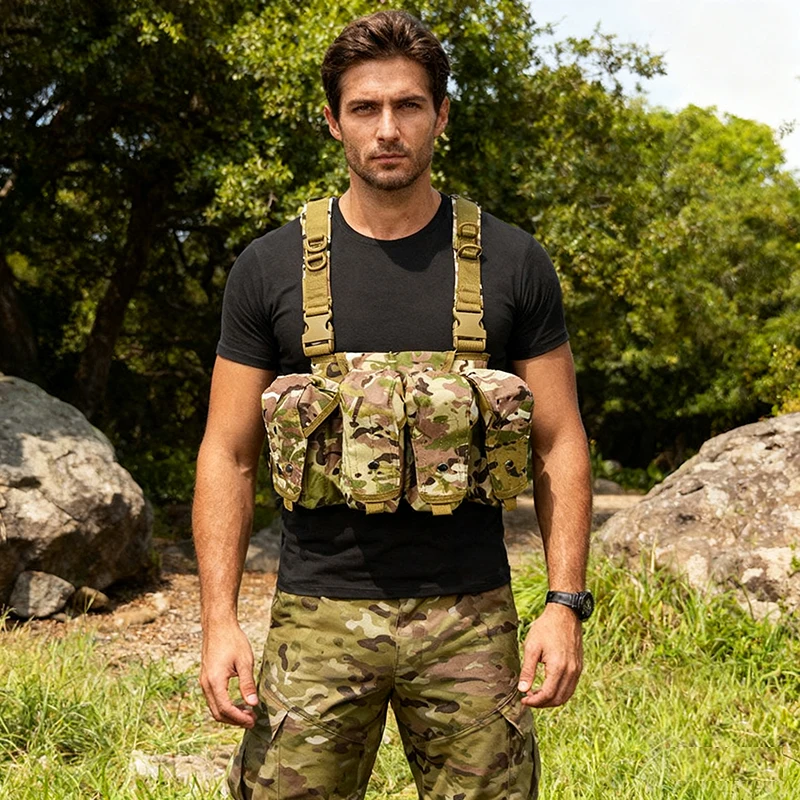 

​Ak Vest Camo Lightweight Tactical Vest Men Airsoft Paintball Hunting Adjustable Chest Rig Training Body Armor
