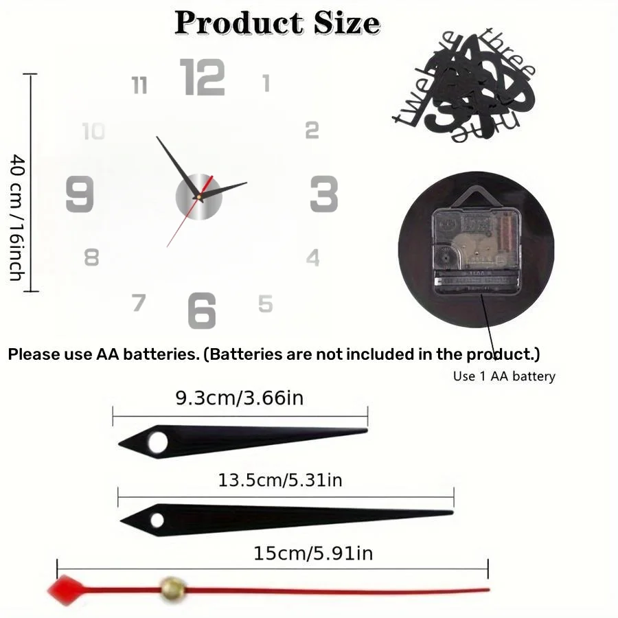 New Modern Design Large Wall Clock 3D DIY Quartz Clocks Fashion Watches Acrylic Mirror Stickers Living Room Home Decor Horloge