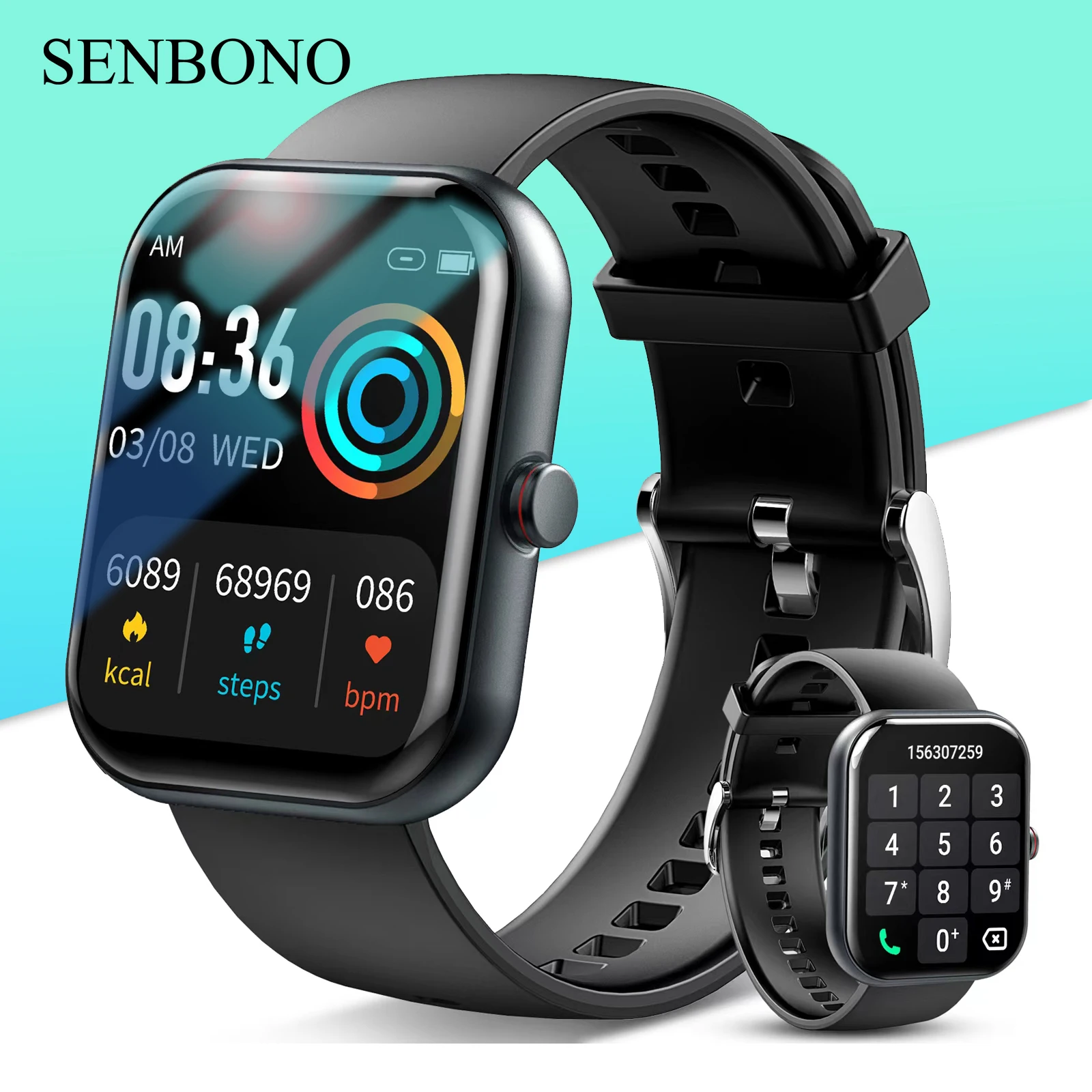 SENBONO Men's Smart Watch Bluetooth Call 1.91inch Sport Watch Heart Rate Monitor Fitness Tracker Waterproof Smartwatch Men Women