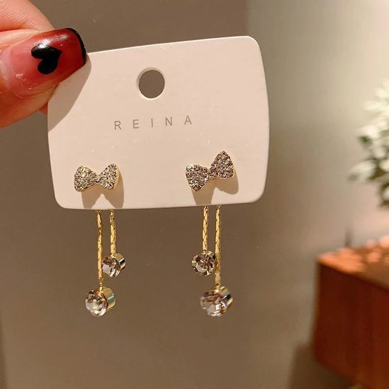 S925 Silver Needle Temperament Tassel Long Full Of Rhinestone Earrings For Bridal Wedding Accessories Trendy Fashion Design image 3