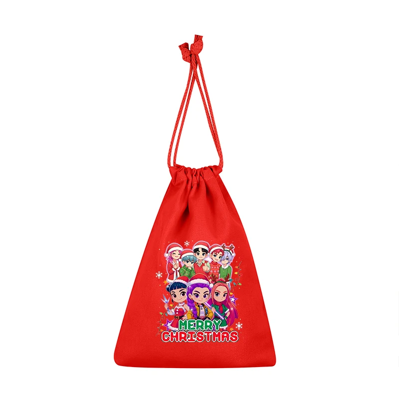 Bolsa de regalo con cordón KPop Demon Hunters, bolsa organizadora de almacenamiento para fiesta de Navidad y Halloween, bolsa de aseo con bolsillo de tela, regalo de Navidad