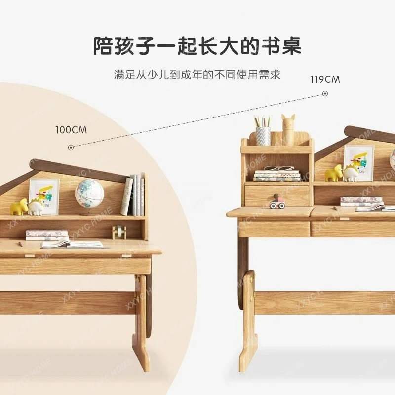 TT  Primary school students can lift writing desks Boys and girls home bedroom solid wood desk