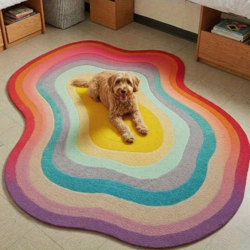 Dopamine Color Bedroom Decor Irregular Carpet Large Area Carpets for Living Room Thick Plush Cloakroom Floor Mat Fluffy Soft Rug