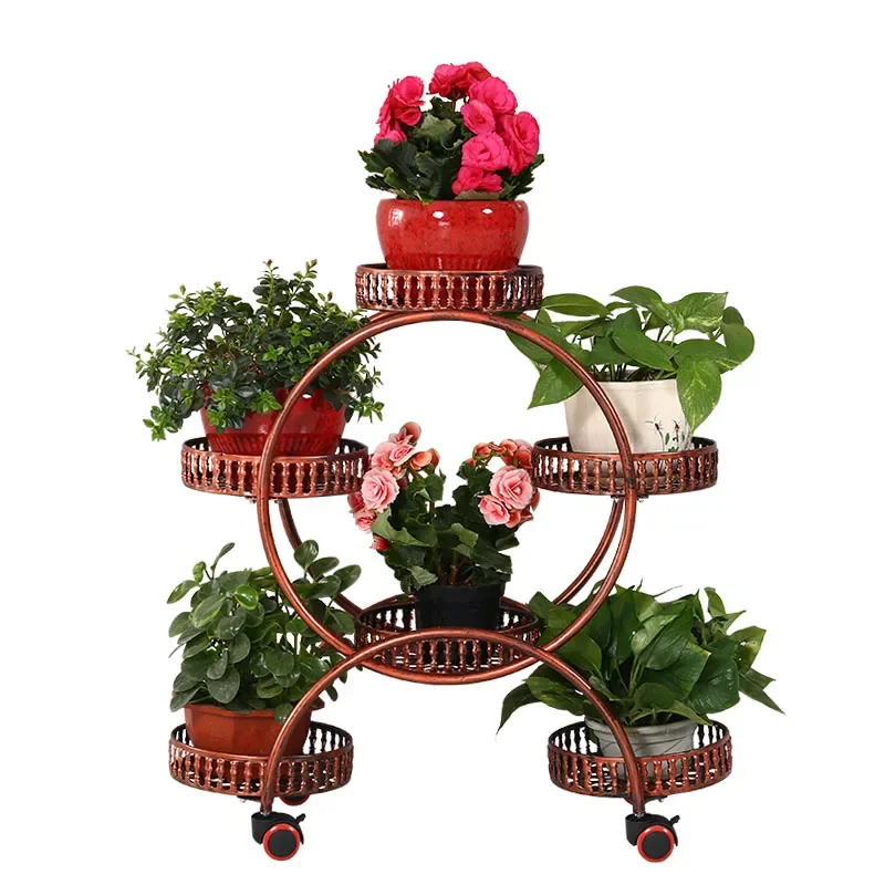 

2024Nordic Multi-Layer Plant Shelves Floor Flower Stand Movable Push-pull Pulley Shelf Planters for Indoor Plants Living Room