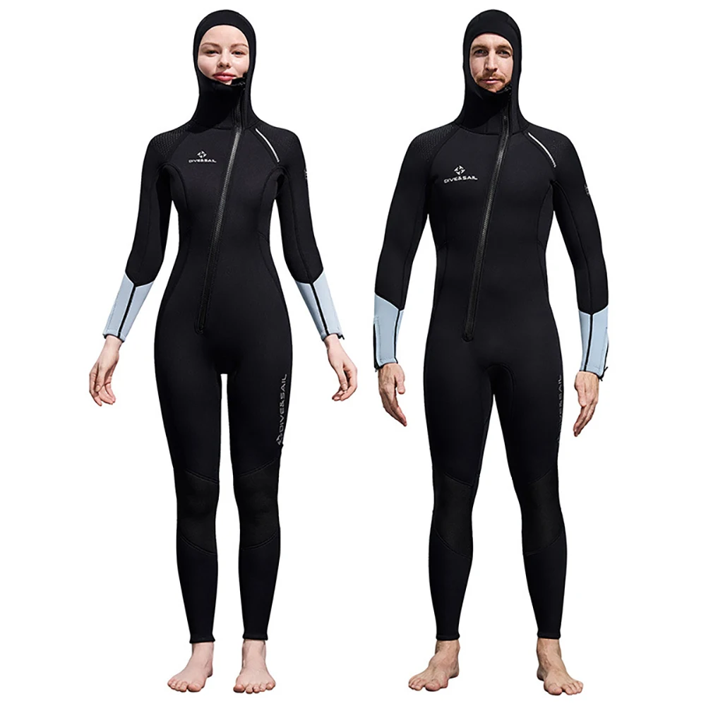 

Men Women 3mm Neoprene Wetsuit One-piece Full Body Diving Suit Front Zip Wetsuit With Hood for Scuba Snorkeling Surfing Swimming
