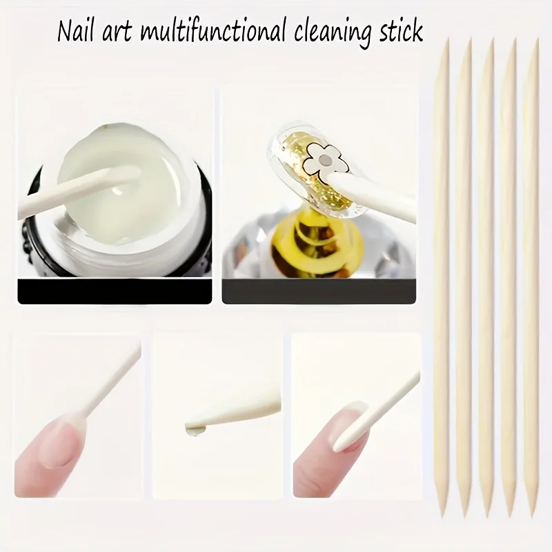 100 قطعة من دافعات البشرة المصنوعة من الخشب البرتقالي الطبيعي أدوات العناية بالأظافر غير المعطرة لصالونات التجميل المنزلية للاستخدام المتين الصحي