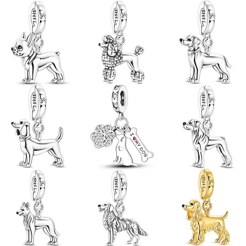 

925 Sterling Silver Dogs Are My Best Friends Charms Beads Pendant Fit For Necklace Original Bracelet DIY Festival Women's Gifts