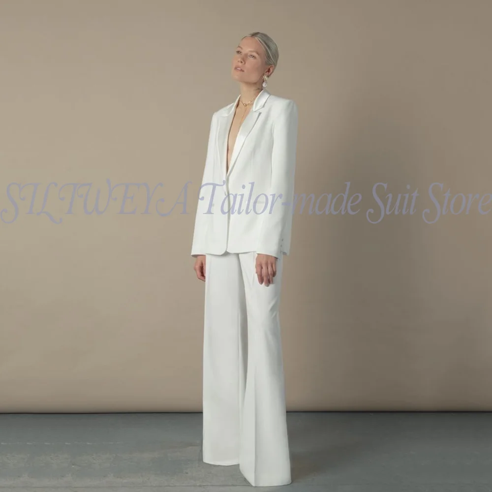 

Роскошный белый женский комплект из 2 предметов, костюм, блейзер, элегантный длинный брючный костюм, элегантный повседневный повседневный офис, шикарные наряды на заказ
