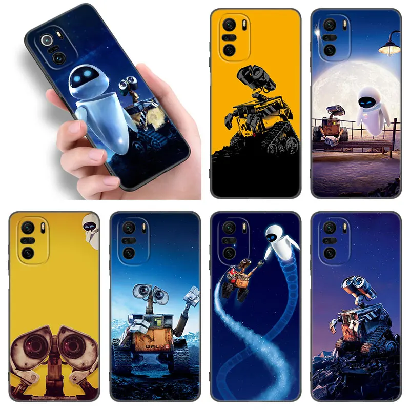 Mignon Robot WALL-E Étui de Téléphone Pour Xiaomi POCO F2 F3 M2 M3 M4 X3 X4 Pro NFC F4 GT 5G F1 X2 C3 C31 C40 M5S Doux TPU Couverture Noire