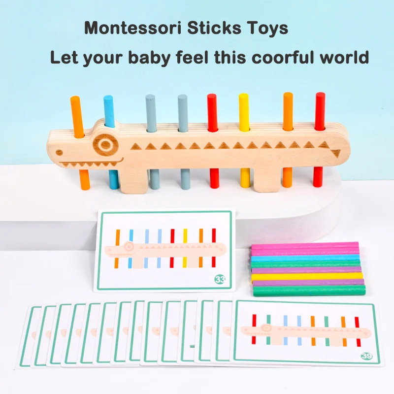 Wooden Sticks Toy Montessori Color Sorting Matching Games Fine Motor Sensory Educational Toys for Learning Activities Travel Toy