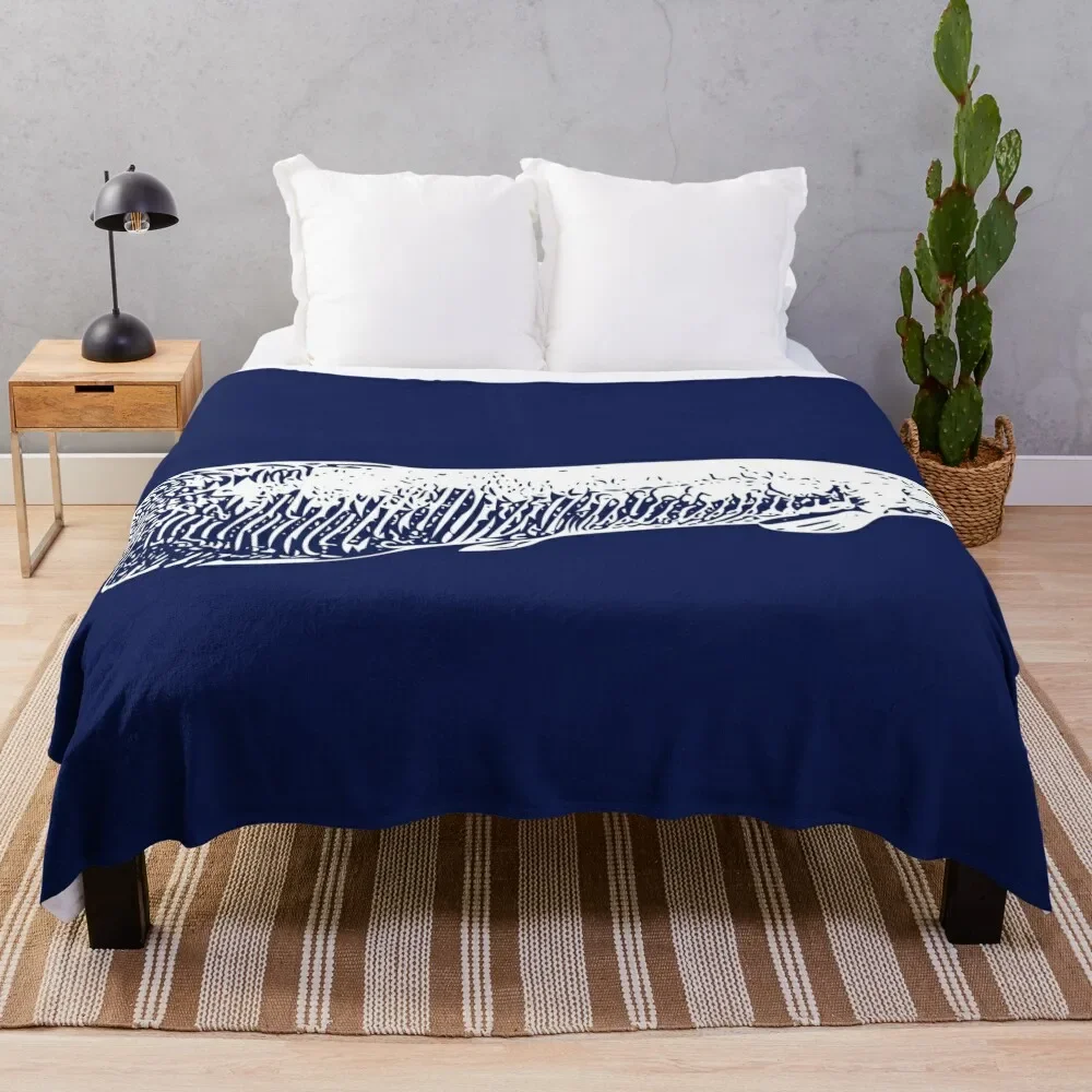 

Arapaima White Print Throw Blanket Cozy Warm Blanket for Bed Room Decor