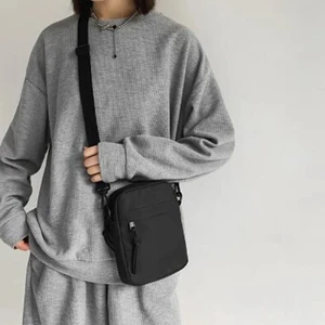 Männer Leinwandbeutel, kleine Umhängetasche mit Reißverschluss, einfach, lässig, Umhängetasche 12 Leinwandtasche für Herren der Herren - №4